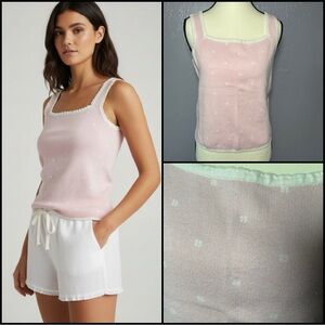 Abercrombie Light Pink and White Knit Sweater Tank